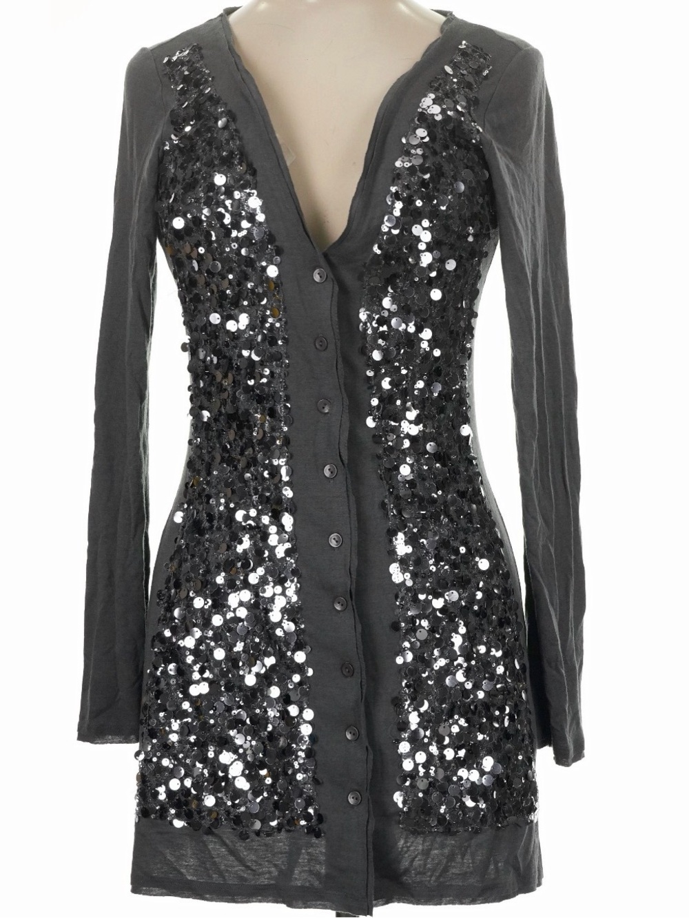 Susana Monaco Sequin Button-Up Cardigan
